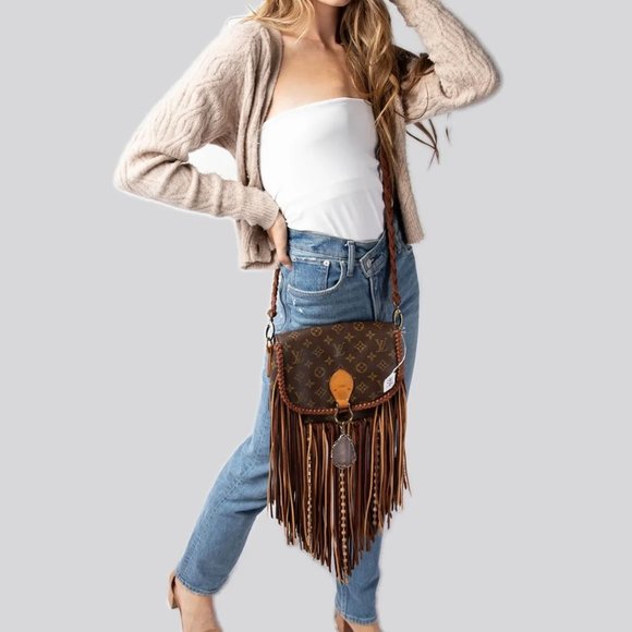Louis Vuitton Handbags - 100% Authentic Vintage Louie Vuitton Crossbody Upcycled Boho Purse w/Fringe